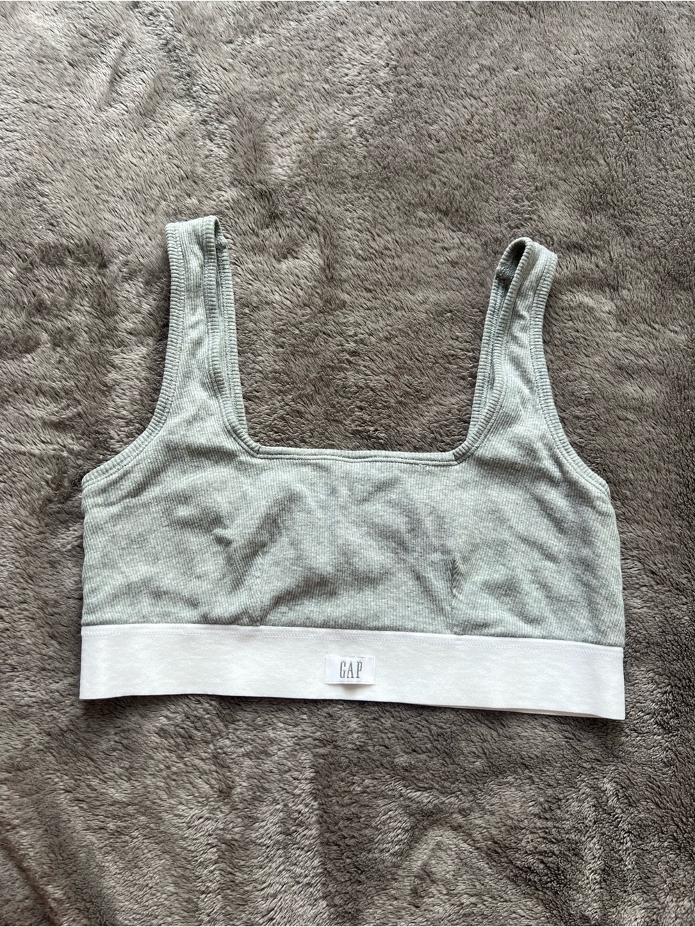GAP Ribbed Scoop Bralette in Sage with White Band
